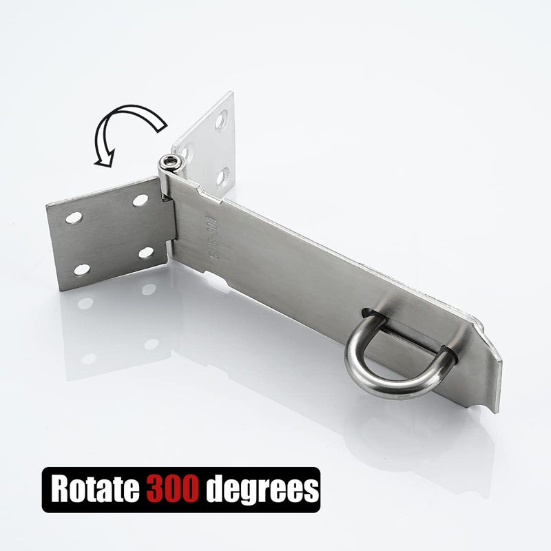 JQK Door Hasp Latch Lock, 5 Inch Stainless Steel Safety Packlock Clasp, Brushed Finish 2 Pack, DL130-BN-P2 - Image 5